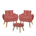 Ver imagem 1 de Kit Luxo 02 Poltronas Amamentação Suede + 1 Puff Pés Palito Cor:rosa