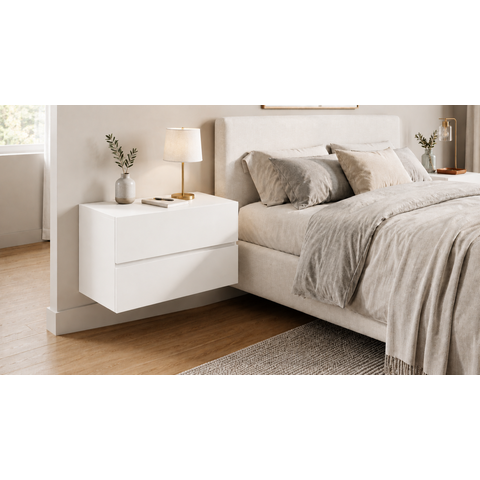 Kit 2 Mesa de Cabeceira Suspensa Ideal para Quarto de Casal ou Solteiro Branco