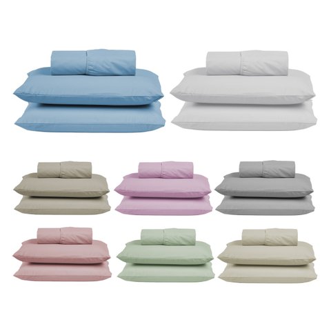 Lençol Casal com Elástico e Fronhas 200 Fios 100% Algodão 3 Peças:rose