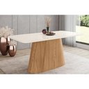 Ver imagem 1 de Mesa P- Cozinha Olivia SC120 C- Tampo Madeirado C- Vidro Curvo 180x90cm Nature-Off White - Henn