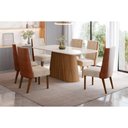 Ver imagem 5 de Mesa P- Cozinha Olivia SC120 C- Tampo Madeirado C- Vidro Curvo 180x90cm Nature-Off White - Henn