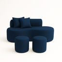 Ver imagem 1 de Conjunto Sofá Curvo Orgânico + 2puffs Nature Gaia Suede Montanaris Decor
