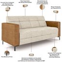 Ver imagem 4 de Sofá 3 Lugares Sala Living Industrial 200cm Senna K01 Couríssimo Whisky Linho Champanhe - Lyam