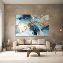 Ver imagem 2 de Quadro Decorativo Elegante Abstrato Azul Marmore para Sala Quarto Grande