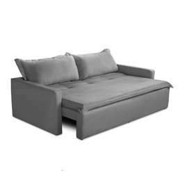 Sofá sem Caixa Retrátil e Reclinável 1,85m com Molas Luzia Suede Cinza Madelina Decor - 7