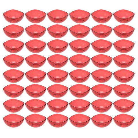 48 Potes de Sobremesa Vermelho Transparente Doces Plástico Hotel Restaurante Buffet Crippa