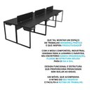 Ver imagem 7 de Escrivaninha Mesa Escritório com Gavetas 360cm Industrial Nogal e Preto Marrom