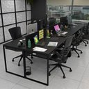 Ver imagem 5 de Escrivaninha Mesa Escritório com Gavetas 360cm Industrial Nogal e Preto Marrom
