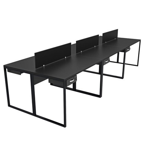 Escrivaninha Mesa Escritório com Gavetas 360cm Industrial Nogal e Preto Marrom