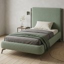 Ver imagem 4 de Cama Solteiro Pés Ferro Nami com Cabeceira Parise Bouclé Verde Claro - Nexta Casa