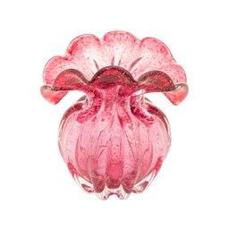 Vaso Lyor Italy de Vidro Rosa e Dourado 11cm X 9cm X 11,5cm - 1