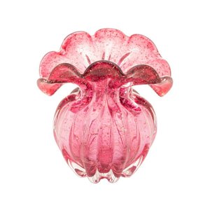 Vaso Lyor Italy de Vidro Rosa e Dourado 11cm X 9cm X 11,5cm