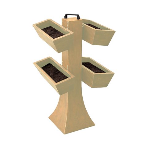 Kit 4 Vaso Planta Horta Grande Jardineira 50cm Floreira com Suporte Polietileno