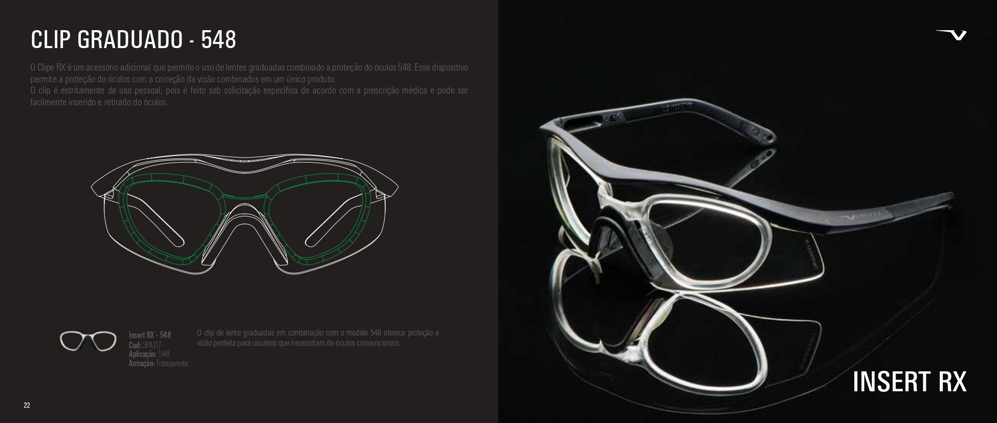 Oculos 548 Ideal Para Futebol Proteção Clip Interno Grau Univet - 8