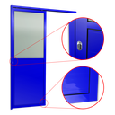 Ver imagem 3 de Porta de Correr Suspensa Meia Lambril Meia Vidro Esq L.25 Azul 210x70 Brimak