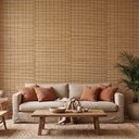 Ver imagem 2 de Revestimento de Parede Ripado Bambu Natural 5m x 1m Esteira Marrom Painel Rústico Cabeceira