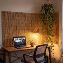 Ver imagem 3 de Revestimento de Parede Ripado Bambu Natural 5m x 1m Esteira Marrom Painel Rústico Cabeceira