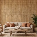 Ver imagem 1 de Revestimento de Parede Ripado Bambu Natural 5m x 1m Esteira Marrom Painel Rústico Cabeceira