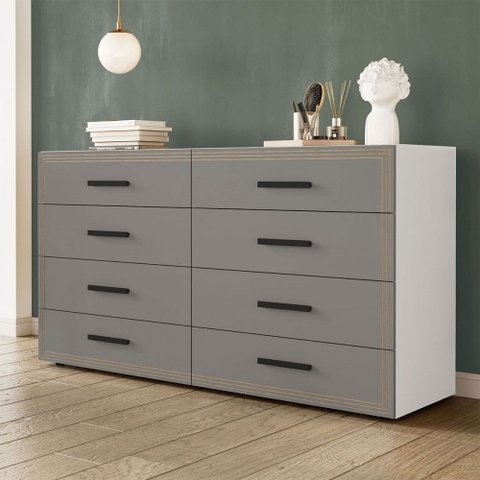 Cômoda Valência 8 Gavetas Branco/cinza - Politorno