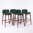 Ver imagem 1 de Kit 04 Banquetas Altas Arabella Madeira Maciça Estofada Encosto Curvo Linho Verde - Desk Design