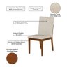 Conjunto 6 Cadeiras de Jantar Sofia Conforto Estofada Jequitibá Nozes Linho Bege - 3