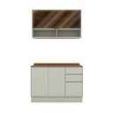 Ver imagem 2 de Cozinha Compacta Fineze 4 Portas 2 Gavetas 2 Prateleiras com Vidro 100% MDF Areia Hp/Cinamomo - Henn