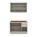 Ver imagem 3 de Cozinha Compacta Fineze 4 Portas 2 Gavetas 2 Prateleiras com Vidro 100% MDF Areia Hp/Cinamomo - Henn