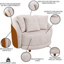 Ver imagem 3 de Poltrona Decorativa para Sala 122cm Pés Madeira Kaly M22 Sintético Caramelo/Linho Bege - Mpozenato