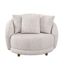 Ver imagem 5 de Poltrona Decorativa para Sala 122cm Pés Madeira Kaly M22 Sintético Caramelo/Linho Bege - Mpozenato