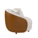 Ver imagem 7 de Poltrona Decorativa para Sala 122cm Pés Madeira Kaly M22 Sintético Caramelo/Linho Bege - Mpozenato
