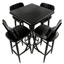Ver imagem 1 de Cj Mesa Madeira 60x60cm - Bistrô Fixa 98cm + 4 Banquetas 73 - Preta - Liso