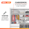 Guarda Roupas Casal 2 Portas de Correr com Espelho 4 Gavetas 100% Mdf Branco Áustria - 8