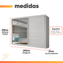 Ver imagem 4 de Guarda Roupas Casal 2 Portas de Correr com Espelho 4 Gavetas 100% Mdf Branco Áustria