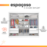 Guarda Roupas Casal 2 Portas de Correr com Espelho 4 Gavetas 100% Mdf Branco Áustria - 11