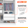 Guarda Roupas Casal 2 Portas de Correr com Espelho 4 Gavetas 100% Mdf Branco Áustria - 9