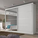 Ver imagem 1 de Guarda Roupas Casal 2 Portas de Correr com Espelho 4 Gavetas 100% Mdf Branco Áustria