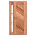 Ver imagem 1 de Kit Porta de Madeira Maciça PE26 Vidro Lateral de Cedro Arana Esel 213AX120L Lado Direito