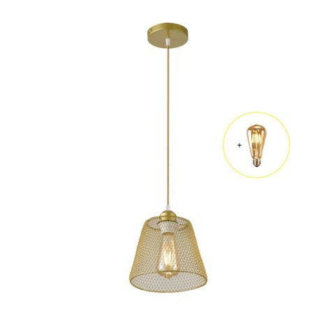 Kit Pendente Aramado P/ Mesa Balcão Bancada Gourmet Quarto com Led MBLED / Nordecor Teol Dourado 3 P