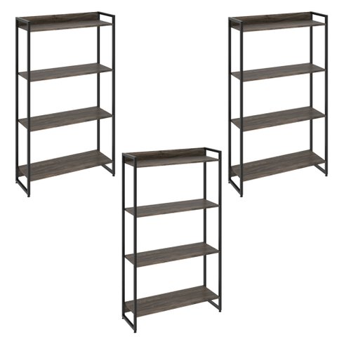 Kit 3 Estantes Multiuso Industrial 4 Prateleiras Areta 145x80cm C01 Carvalho Dark - Lyam Decor