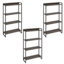 Ver imagem 1 de Kit 3 Estantes Multiuso Industrial 4 Prateleiras Areta 145x80cm C01 Carvalho Dark - Lyam Decor