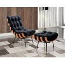 Ver imagem 1 de Poltrona Costela com Puff Coral Vivaro Decor Suede Preto