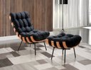 Ver imagem 1 de Poltrona Costela com Puff Coral Vivaro Decor Suede Preto