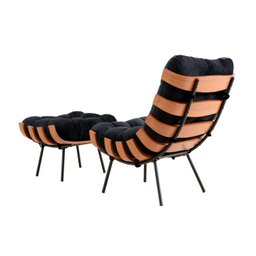 Poltrona Costela com Puff Coral Vivaro Decor Suede Preto - 2