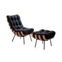 Ver imagem 4 de Poltrona Costela com Puff Coral Vivaro Decor Suede Preto