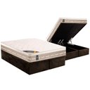 Ver imagem 1 de Cama Box Baú Queen: Colchão Molas Castor Bonnel Premium Tecnopedic + Base CRC Suede Brown(158x198)