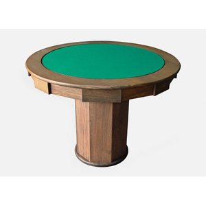 Mesa de Carteado com Gavetas e Porta Copos Vintage - 0,90x0,80 - com Xadrez - Verde