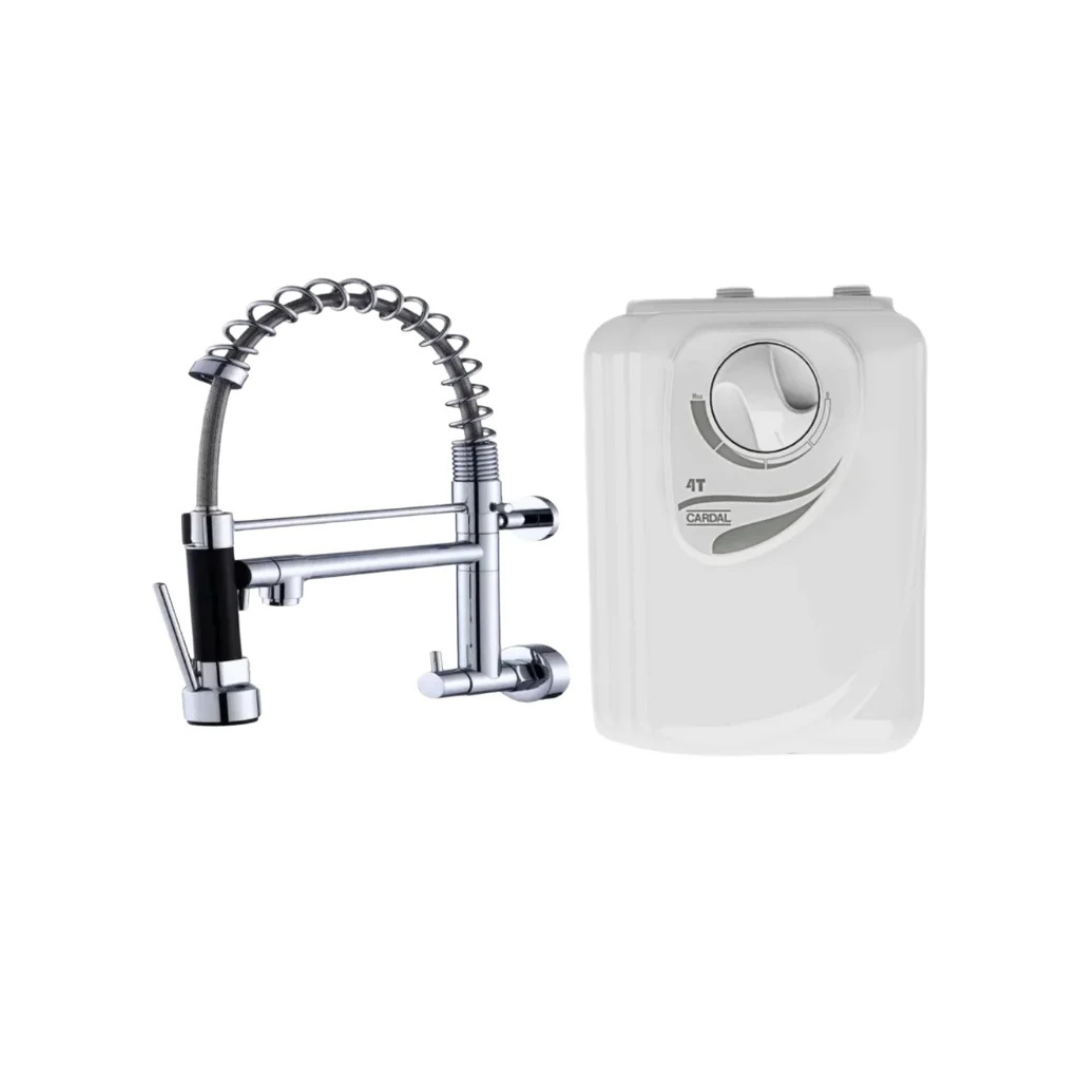 Kit Torneira Monocomando de Parede Cromada Cozinha + Aquecedor Cardal ...