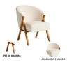 Poltrona Ibiza Sala de Estar Moderna Pes de Madeira Veludo - 4