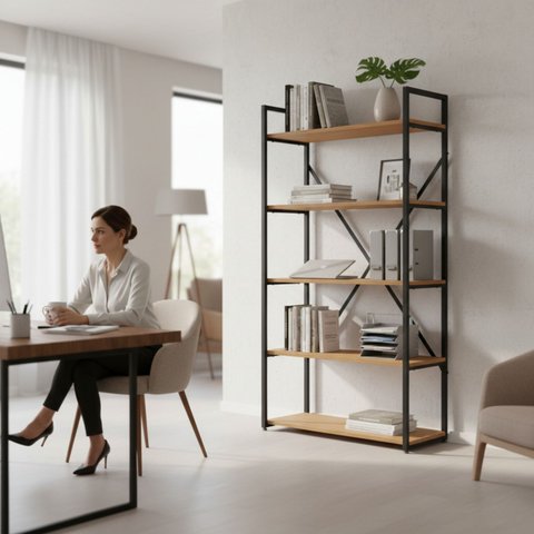 Estante Metálica Modular com 5 Prateleiras Multiuso Organizadora Industrial Móvel na Caixa