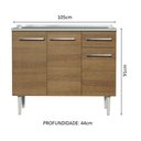 Ver imagem 3 de Balcão Gabinete com Pia Armário de Cozinha 3 Portas e 1 Gaveta 105cm Rustic Emilly Madesa